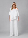 Women's Layered Chiffon Co-Ord Set with Wide Leg Trousers