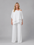 Women's Layered Chiffon Co-Ord Set with Wide Leg Trousers