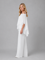 Women's Layered Chiffon Co-Ord Set with Wide Leg Trousers