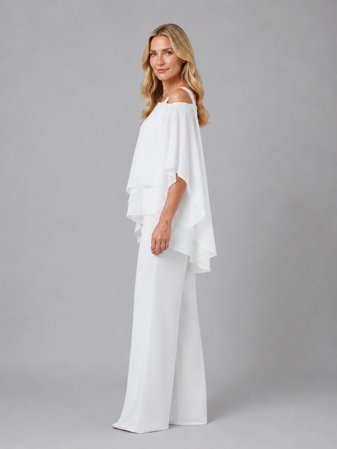 Women's Layered Chiffon Co-Ord Set with Wide Leg Trousers