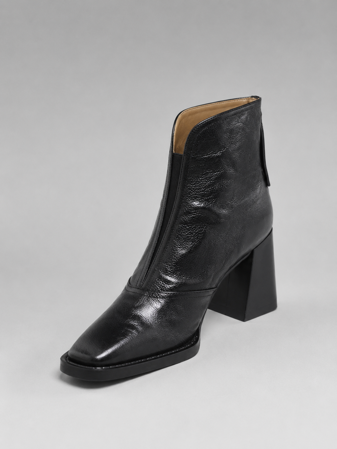 Women's Leather Ankle Boots with Block Heel