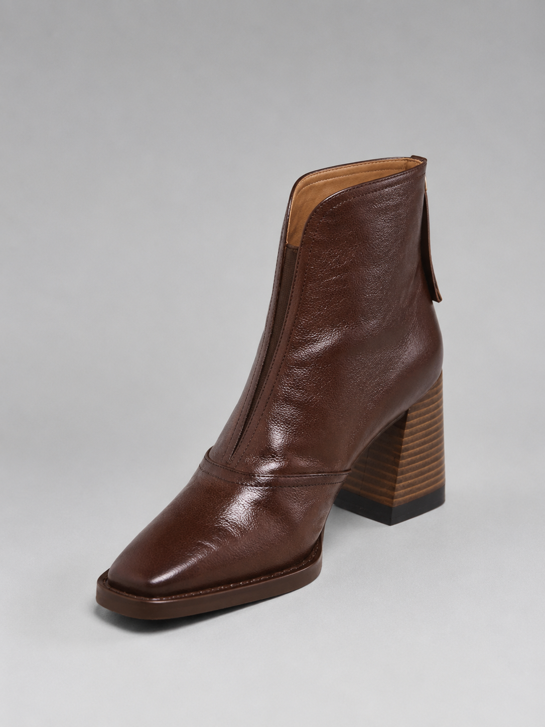 Women's Leather Ankle Boots with Block Heel
