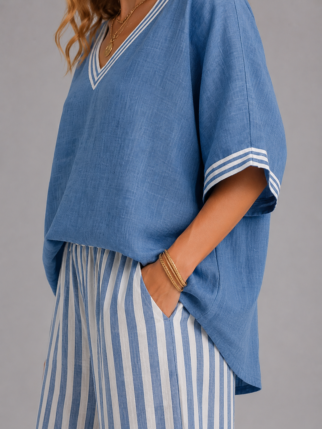 Women's Linen-Look Two Piece Summer Set