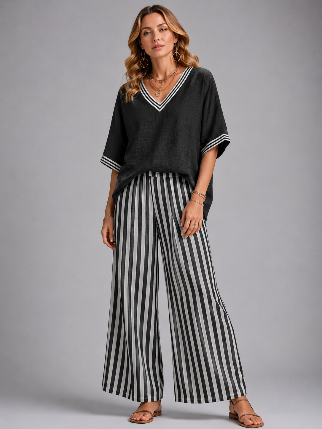 Women's Linen-Look Two Piece Summer Set