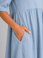 Women's Breathable Linen Cotton Midi Dress