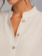 Women's Linen Blend Two-Piece Set with Wide-Leg Trousers
