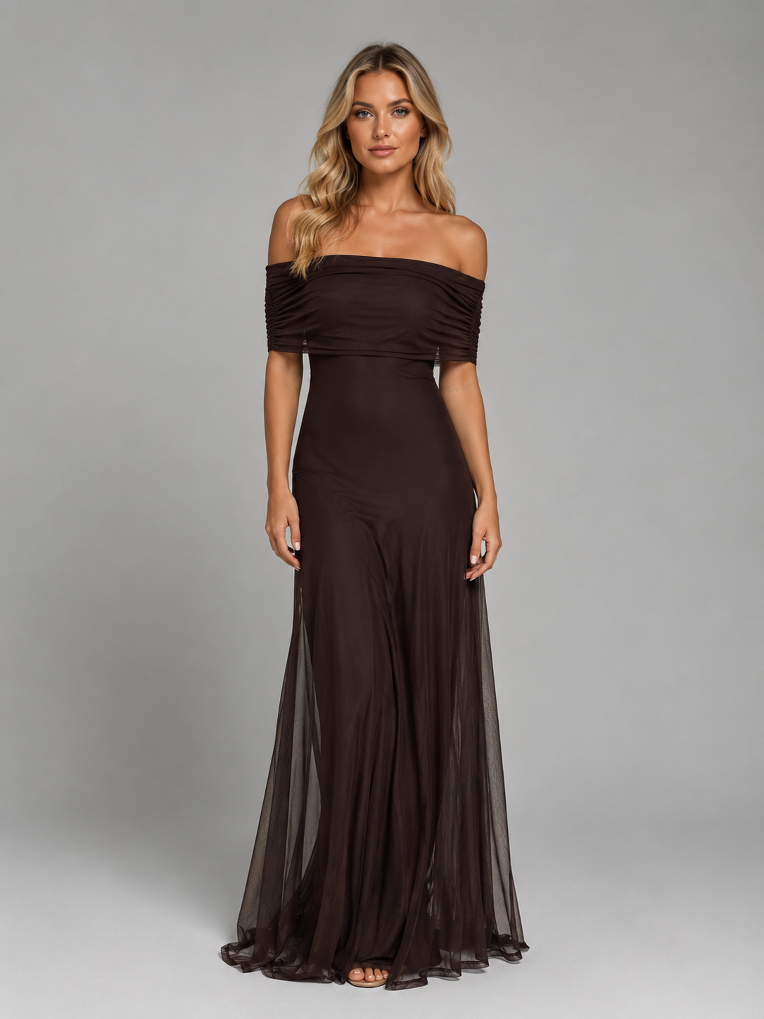 Women's Off-Shoulder Chiffon Maxi Dress