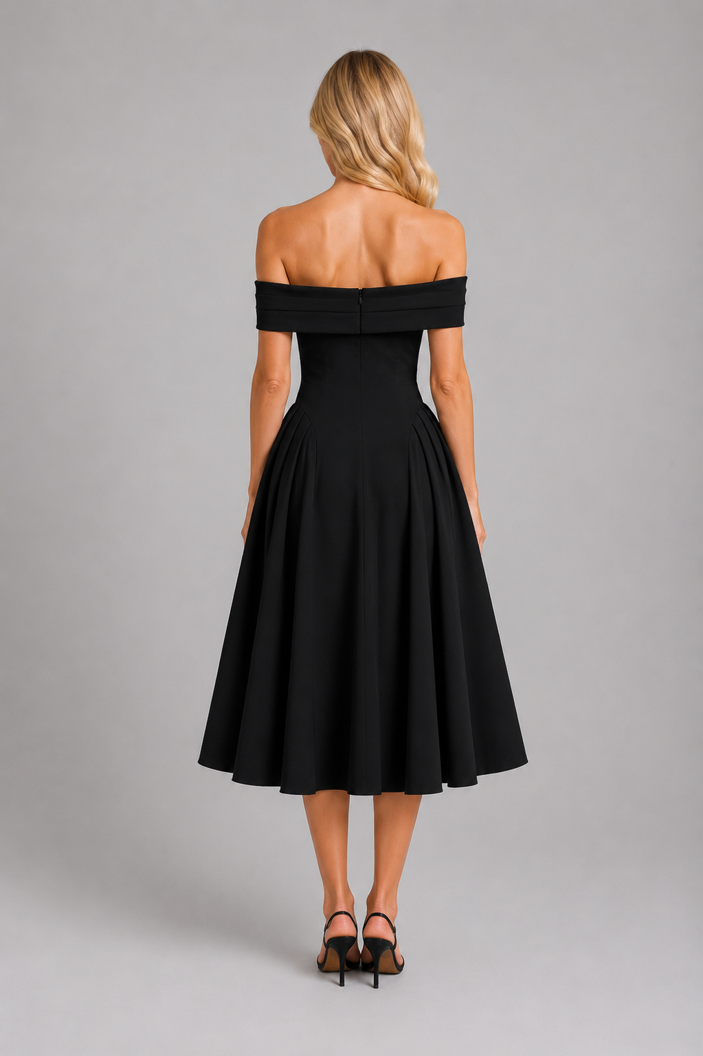 Women's Off-Shoulder Pleated Midi Dress