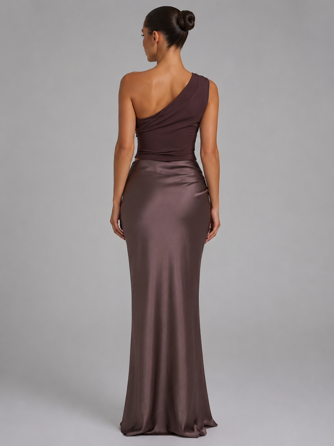 Women's One-Shoulder Satin Maxi Dress for Evening Occasions