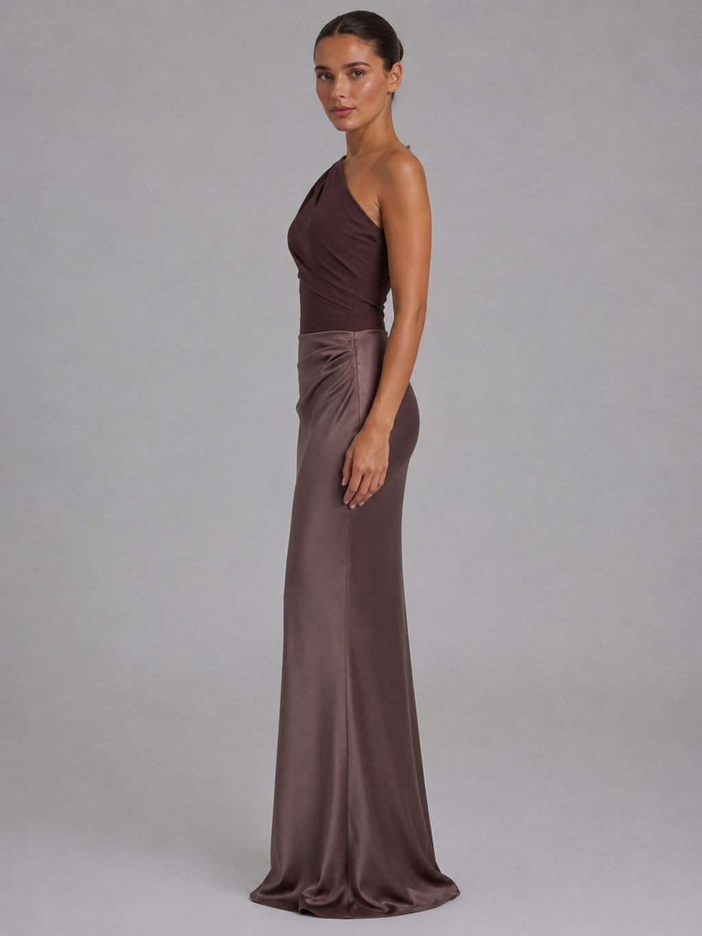 Women's One-Shoulder Satin Maxi Dress for Evening Occasions