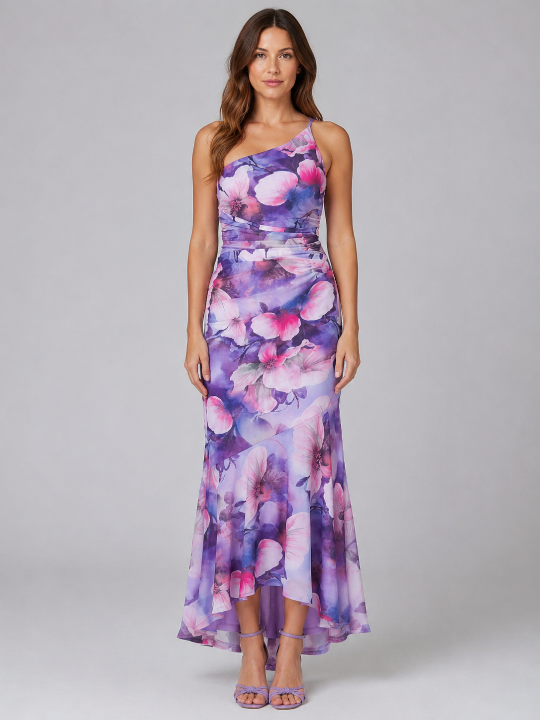 Women's One Shoulder Floral Maxi Dress