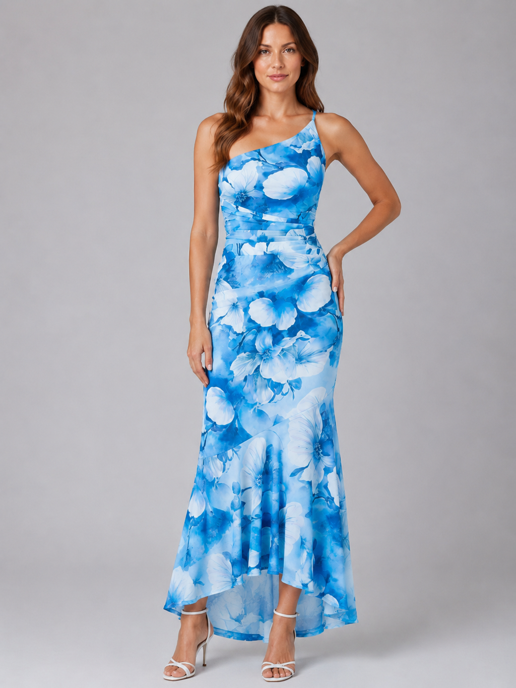 Women's One Shoulder Floral Maxi Dress