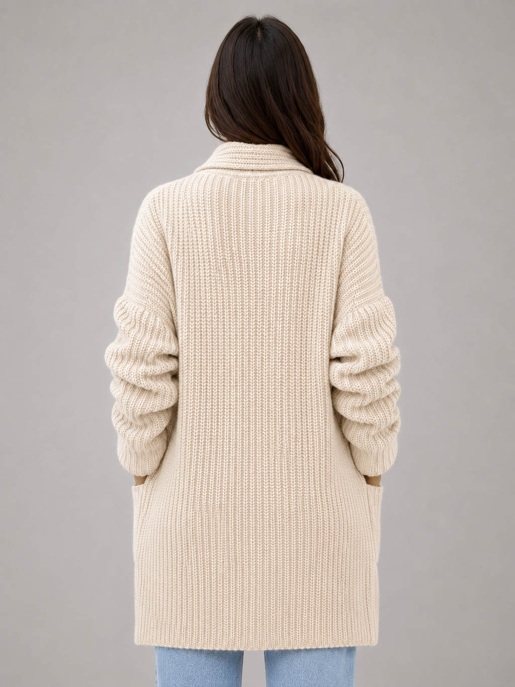 Women's Open Front Longline Knit Cardigan