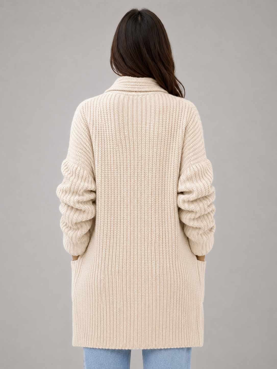 Women's Open Front Longline Knit Cardigan