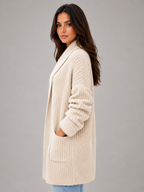 Women's Open Front Longline Knit Cardigan