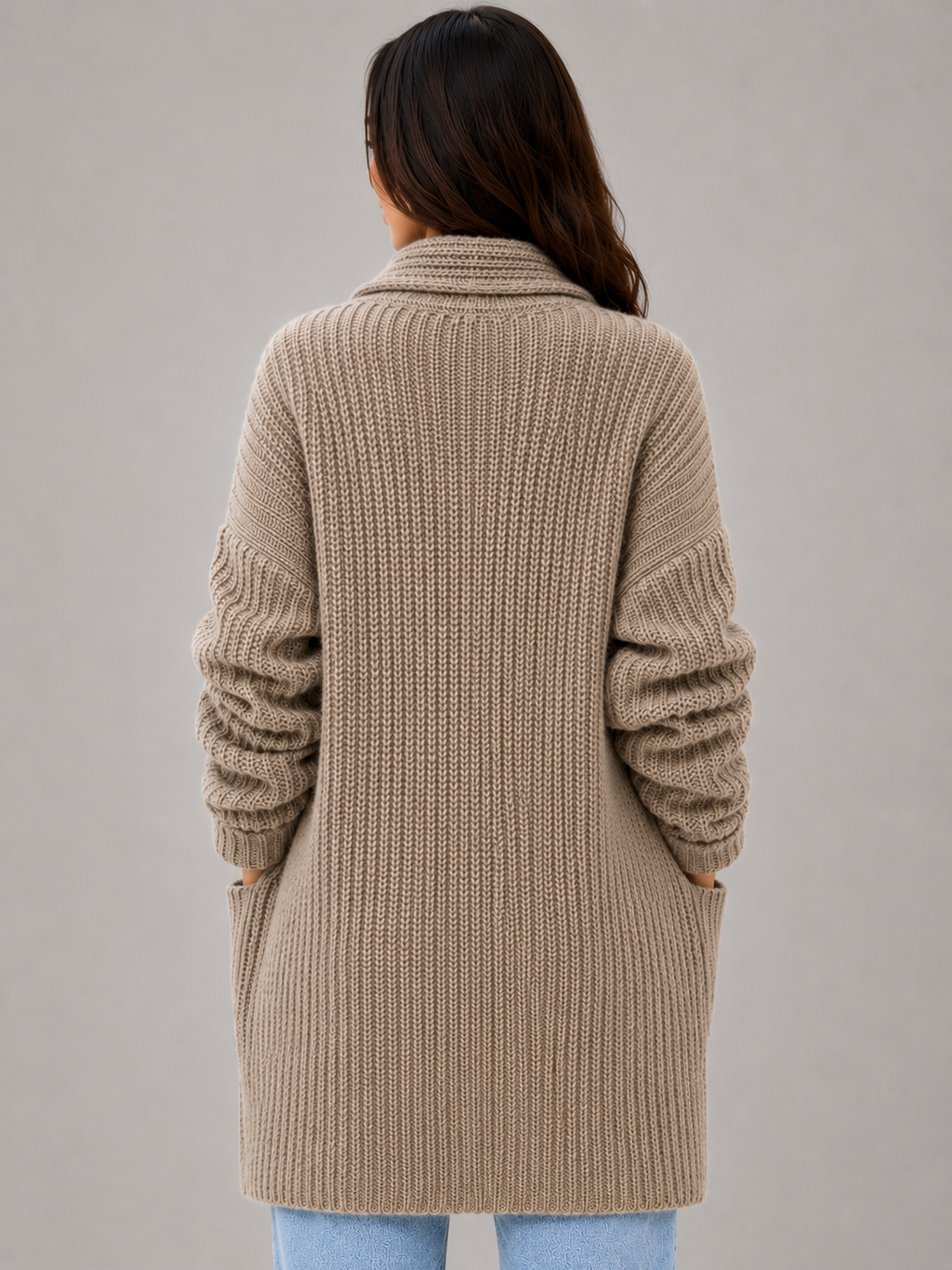 Women's Open Front Longline Knit Cardigan
