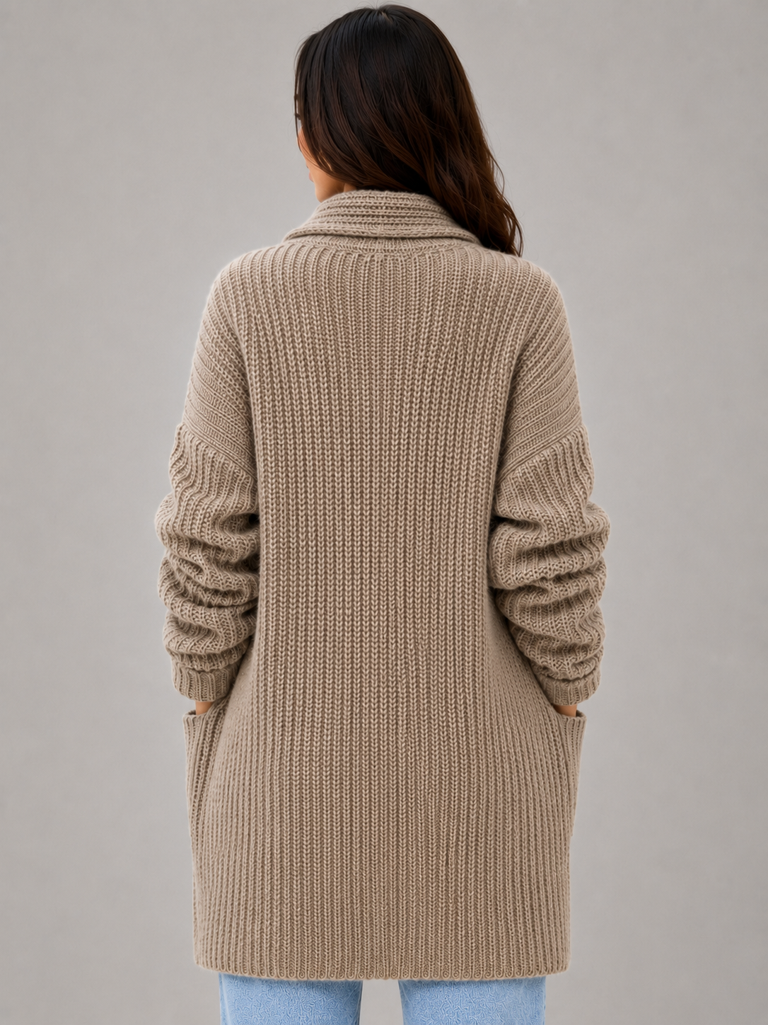 Women's Open Front Longline Knit Cardigan