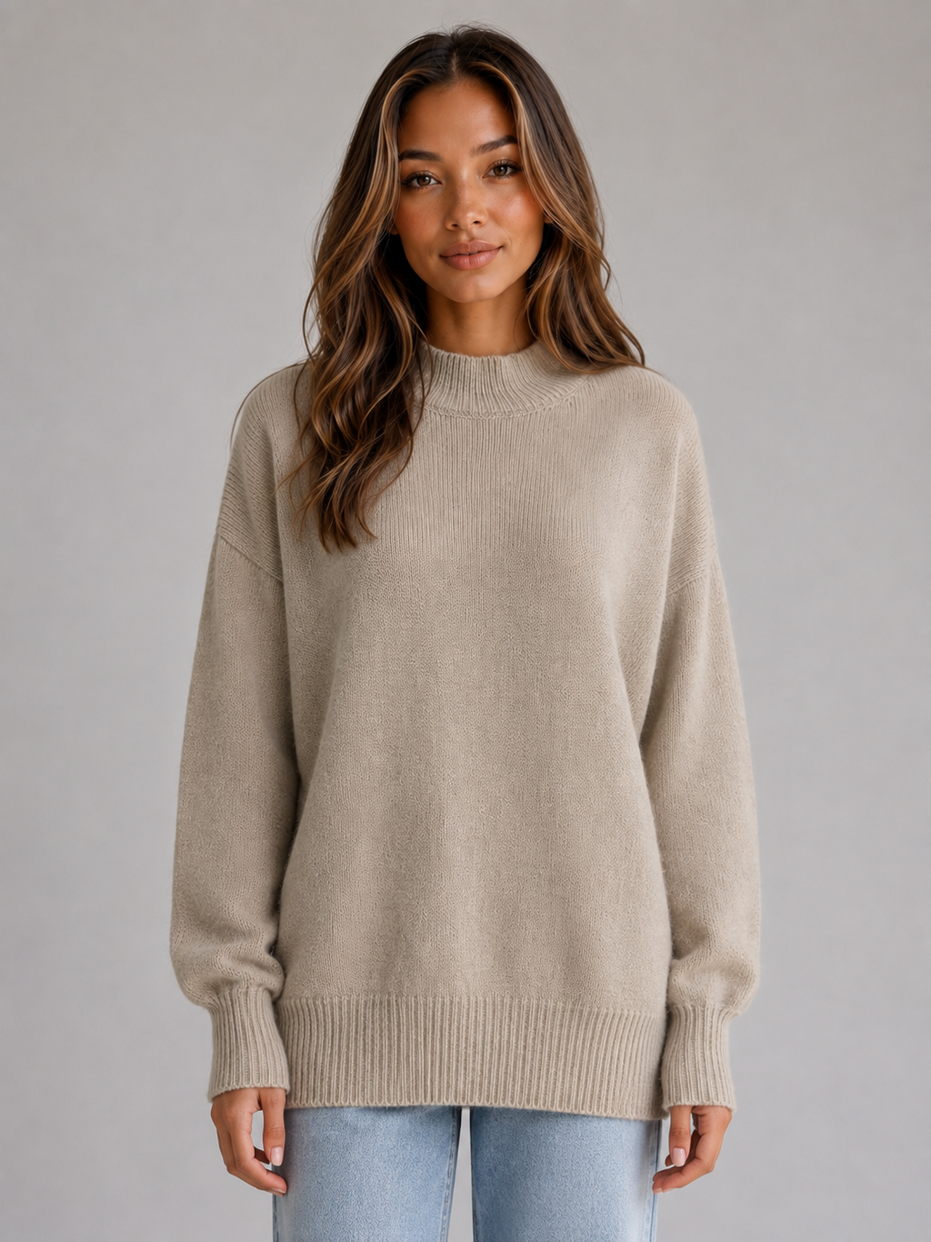 Women's Oversized High-Neck Longline Jumper