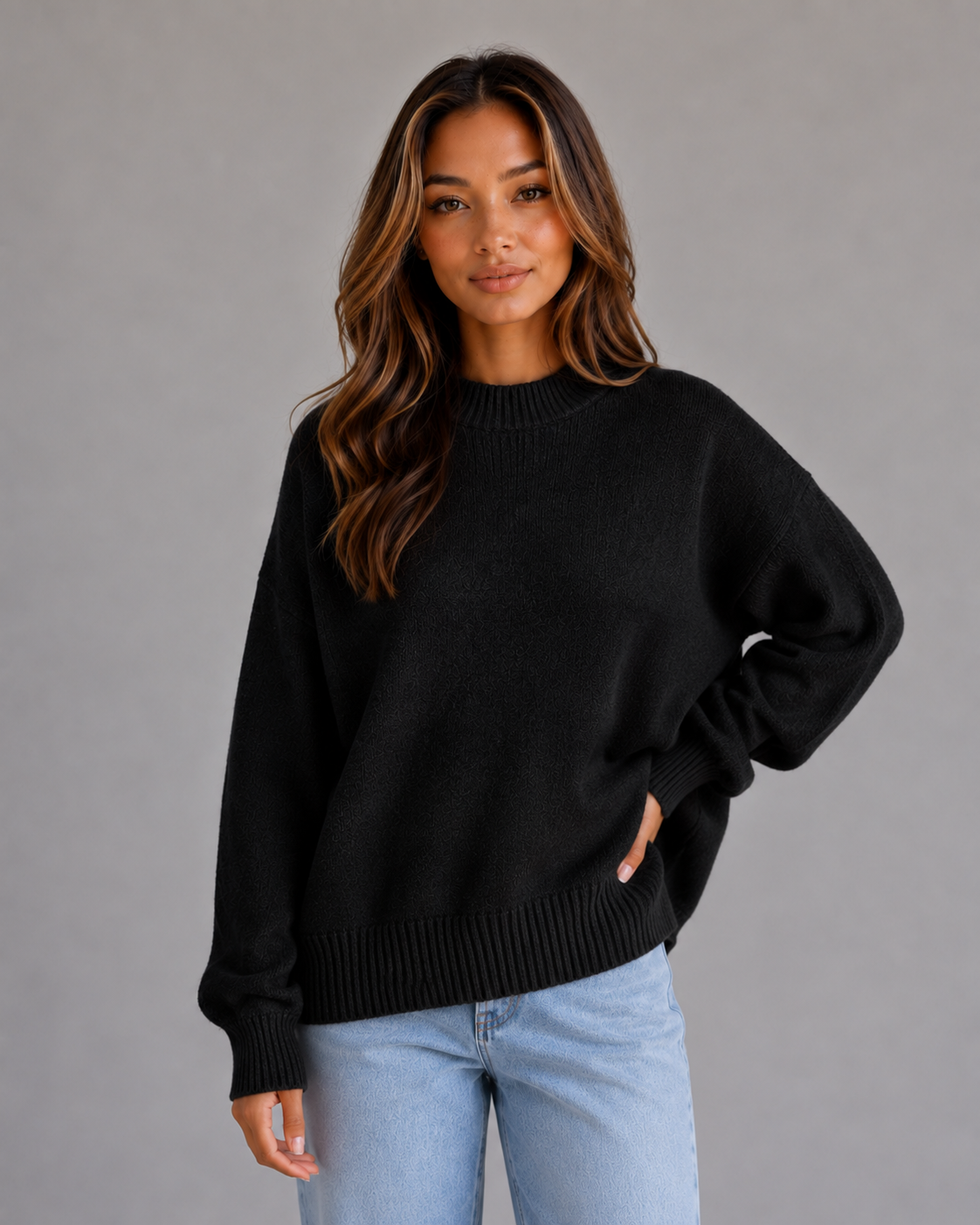 Women's Oversized High-Neck Longline Jumper