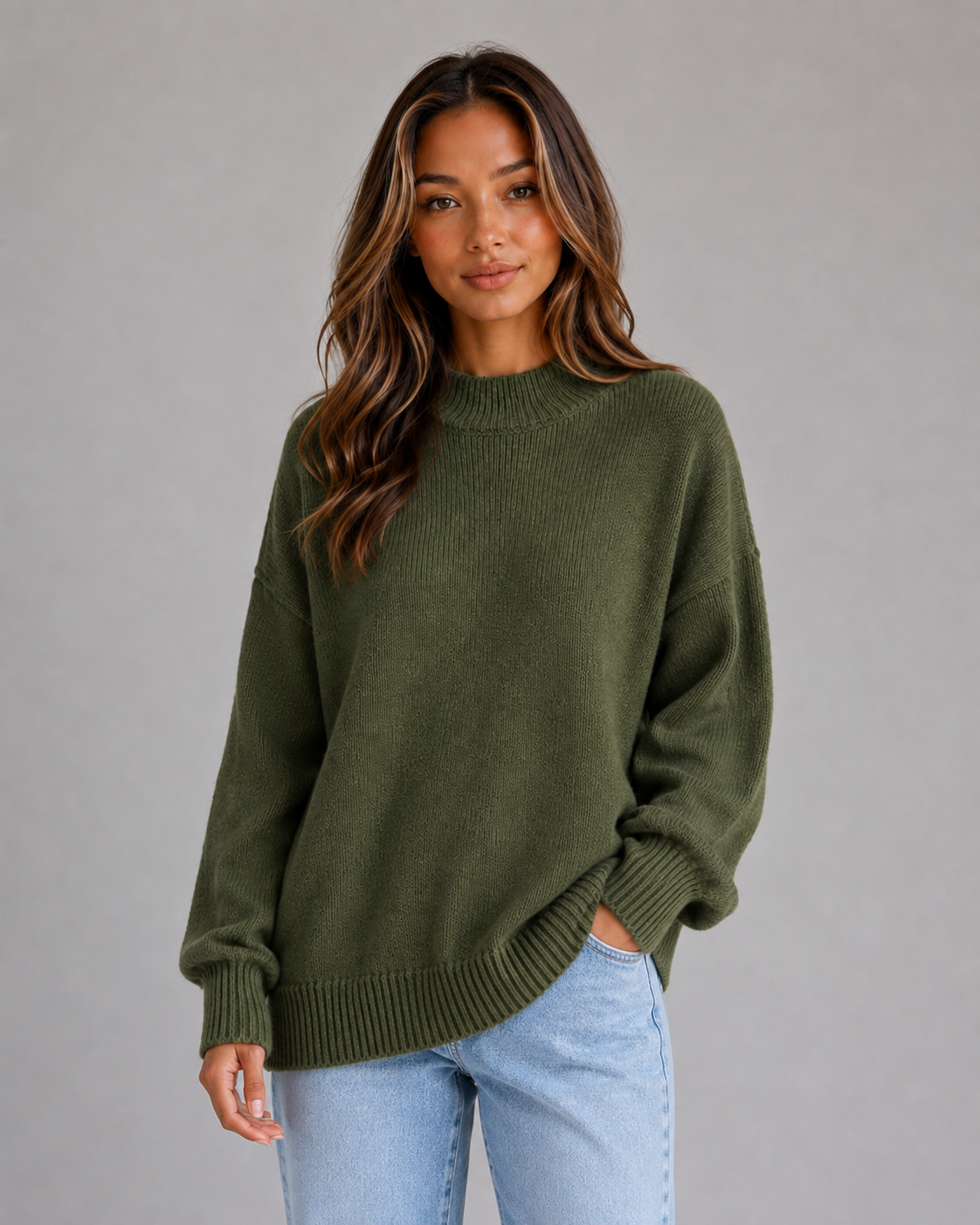 Women's Oversized High-Neck Longline Jumper