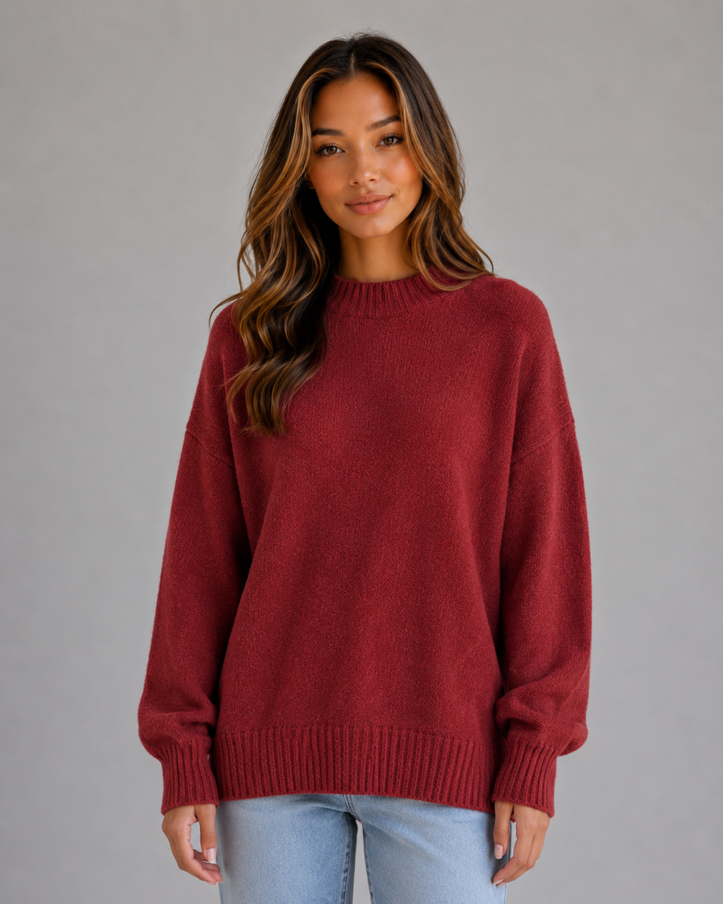Women's Oversized High-Neck Longline Jumper