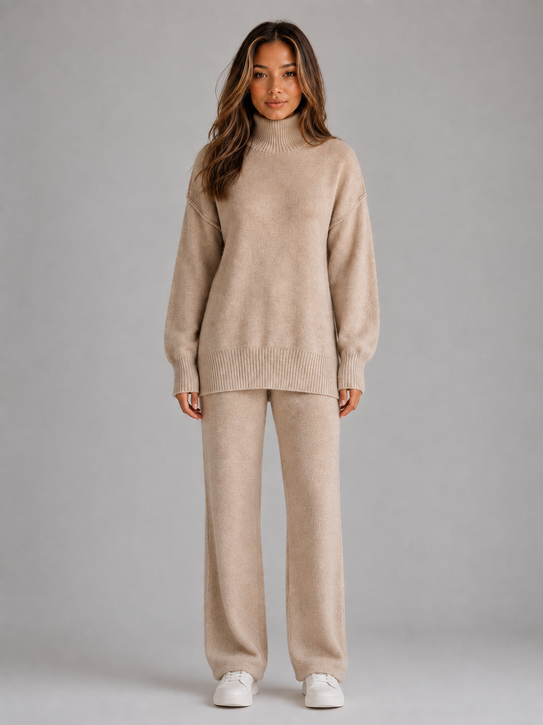 Women's Oversized Roll Neck Knit Lounge Set