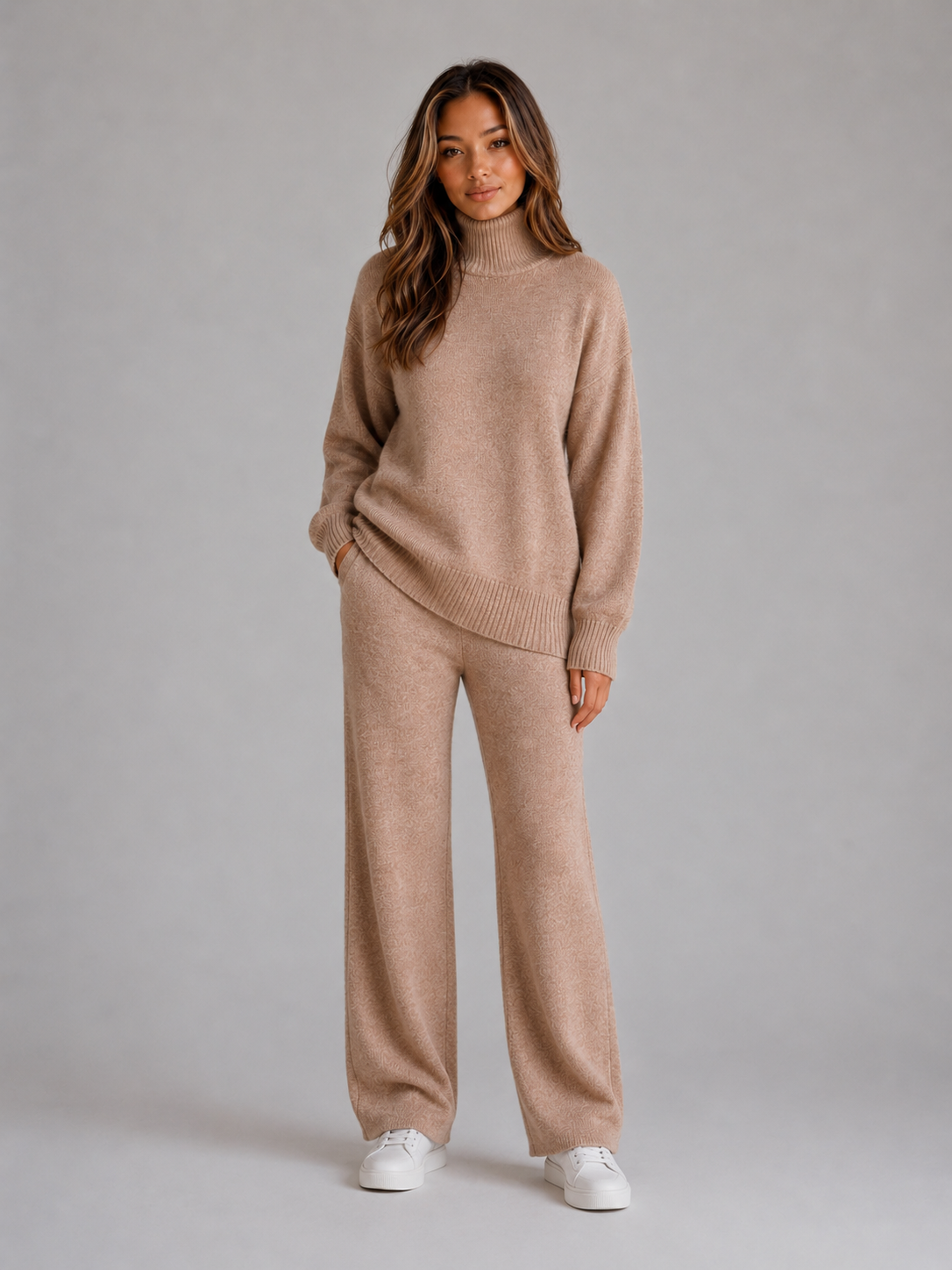 Women's Oversized Roll Neck Knit Lounge Set