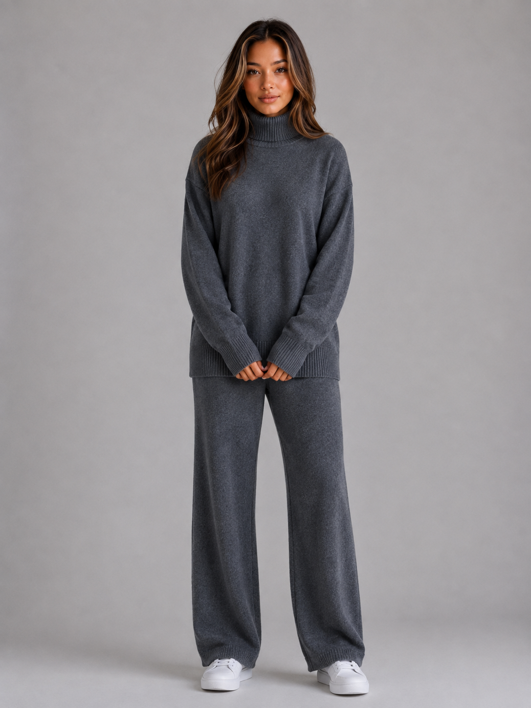 Women's Oversized Roll Neck Knit Lounge Set