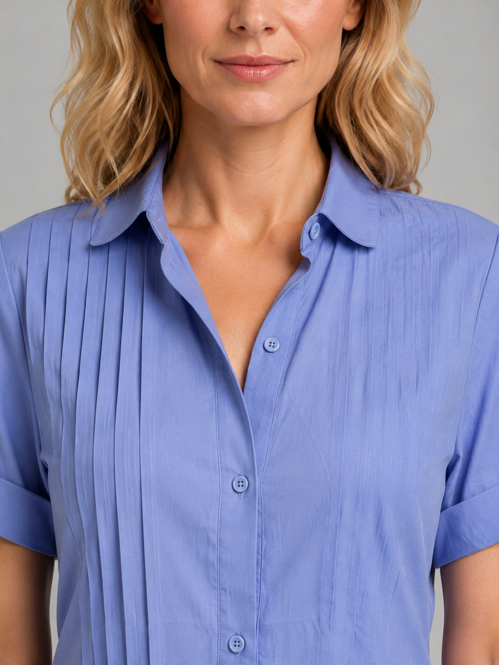 Women's Pleated Shirt Midi Dress with Pockets
