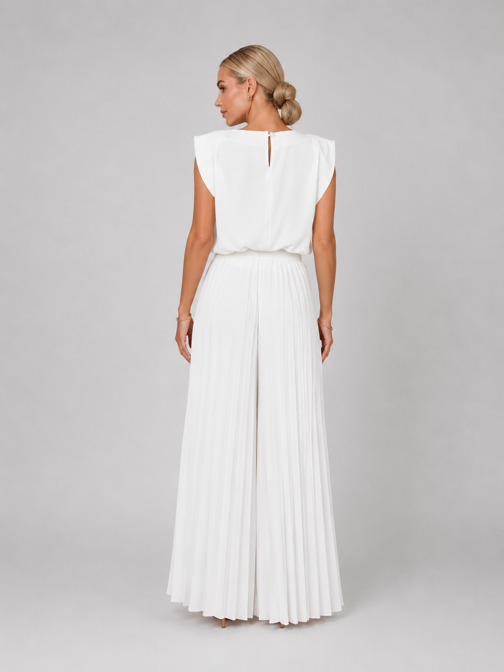 Women's Pleated Wide Leg Trouser Set