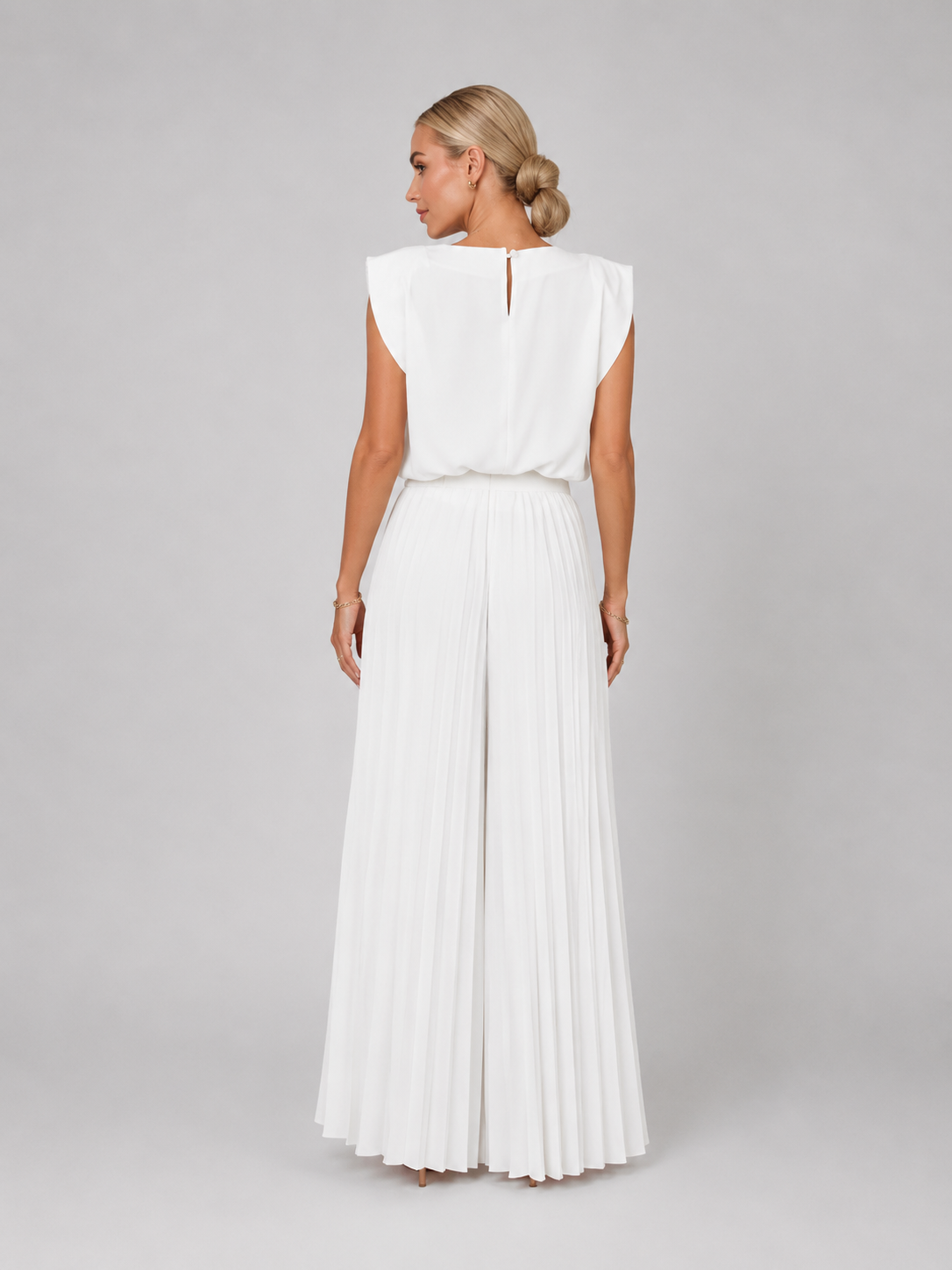 Women's Pleated Wide Leg Trouser Set