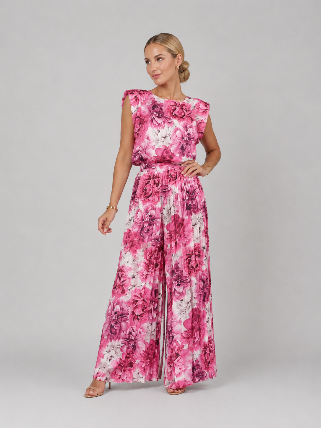 Women's Pleated Wide Leg Trouser Set