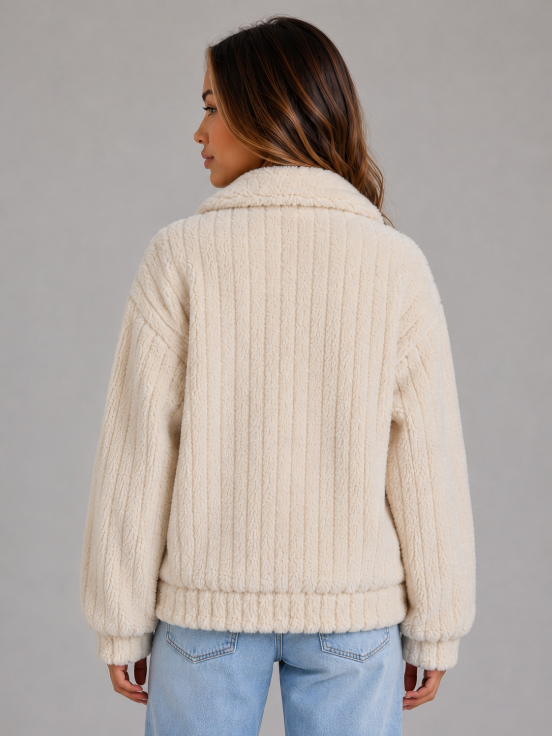 Women's Plush Teddy Collared Jacket