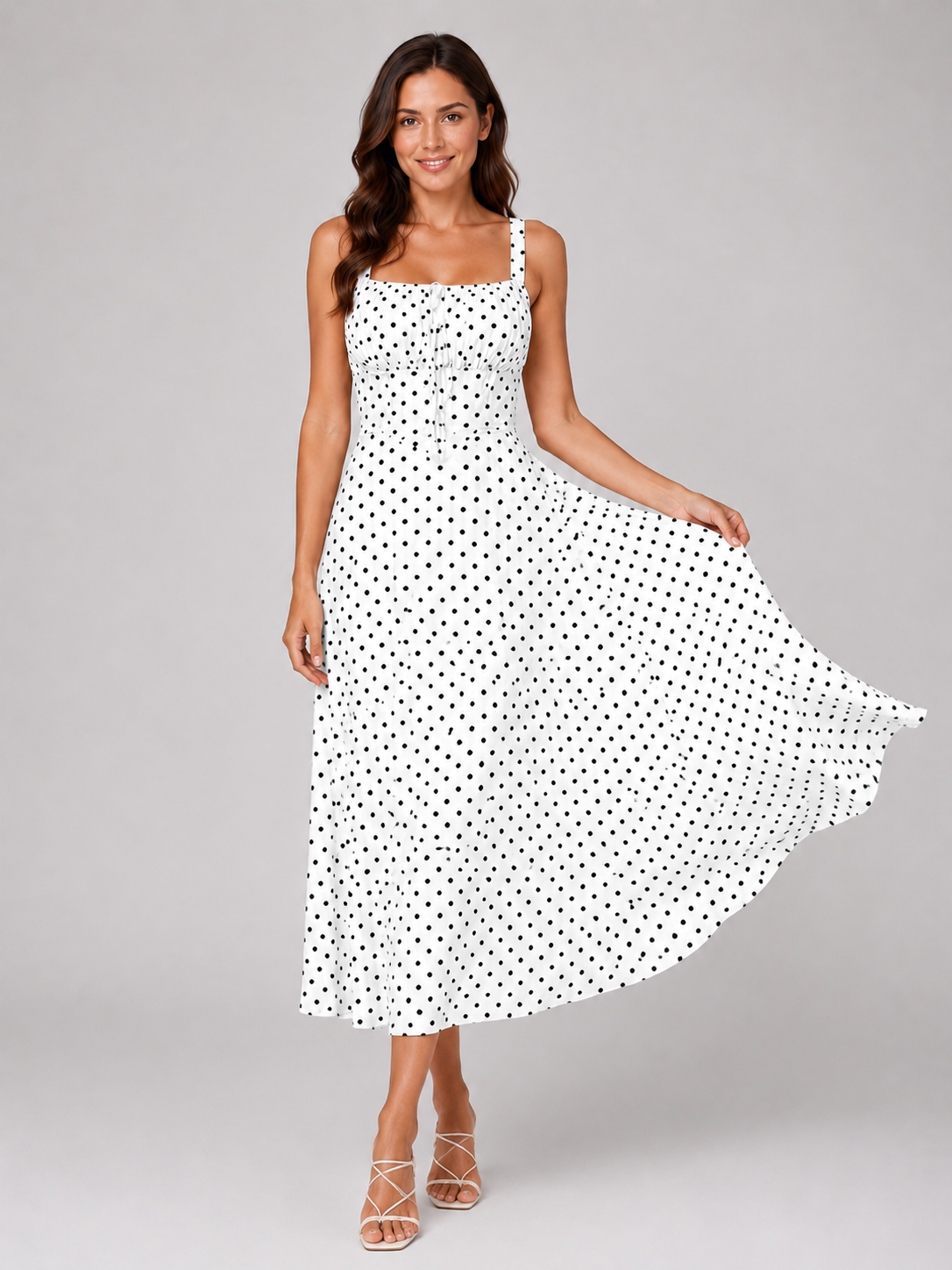 Women's Polka Dot Midi Dress for Summer