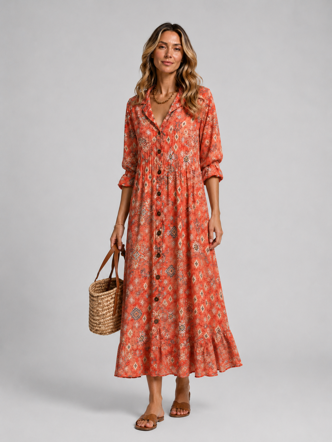 Women's Printed Shirt Dress for Relaxed Everyday Wear