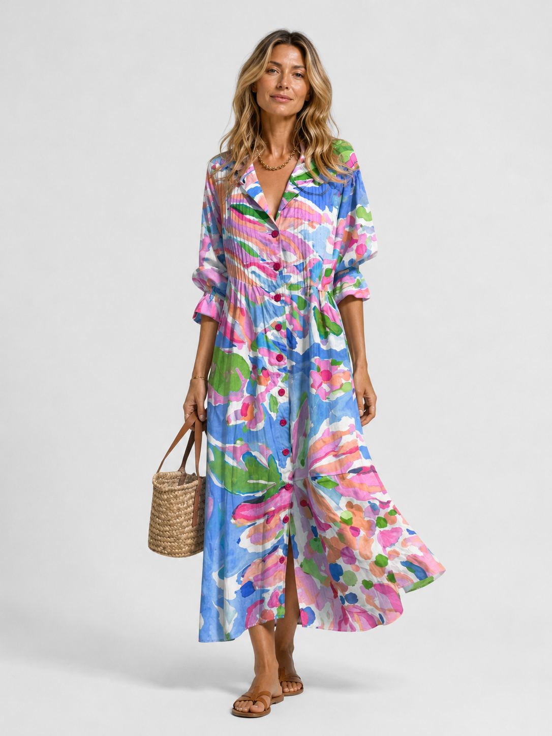 Women's Printed Shirt Dress for Relaxed Everyday Wear