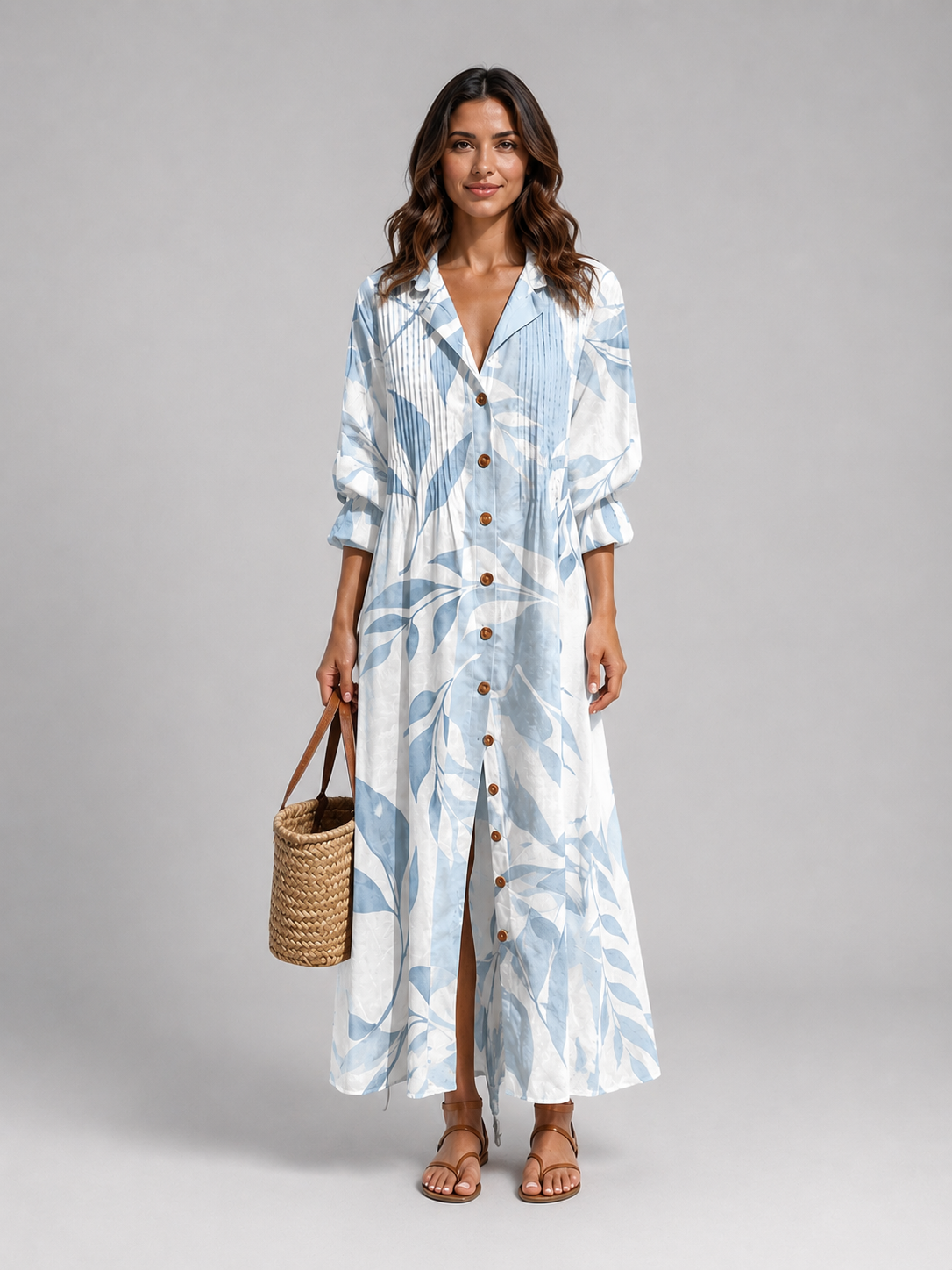 Women's Printed Shirt Maxi Dress for Everyday Wear