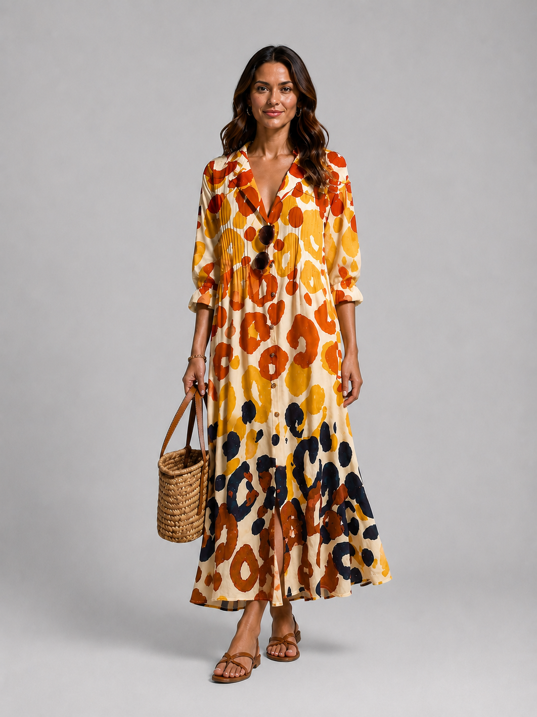 Women's Printed Shirt Maxi Dress for Everyday Wear