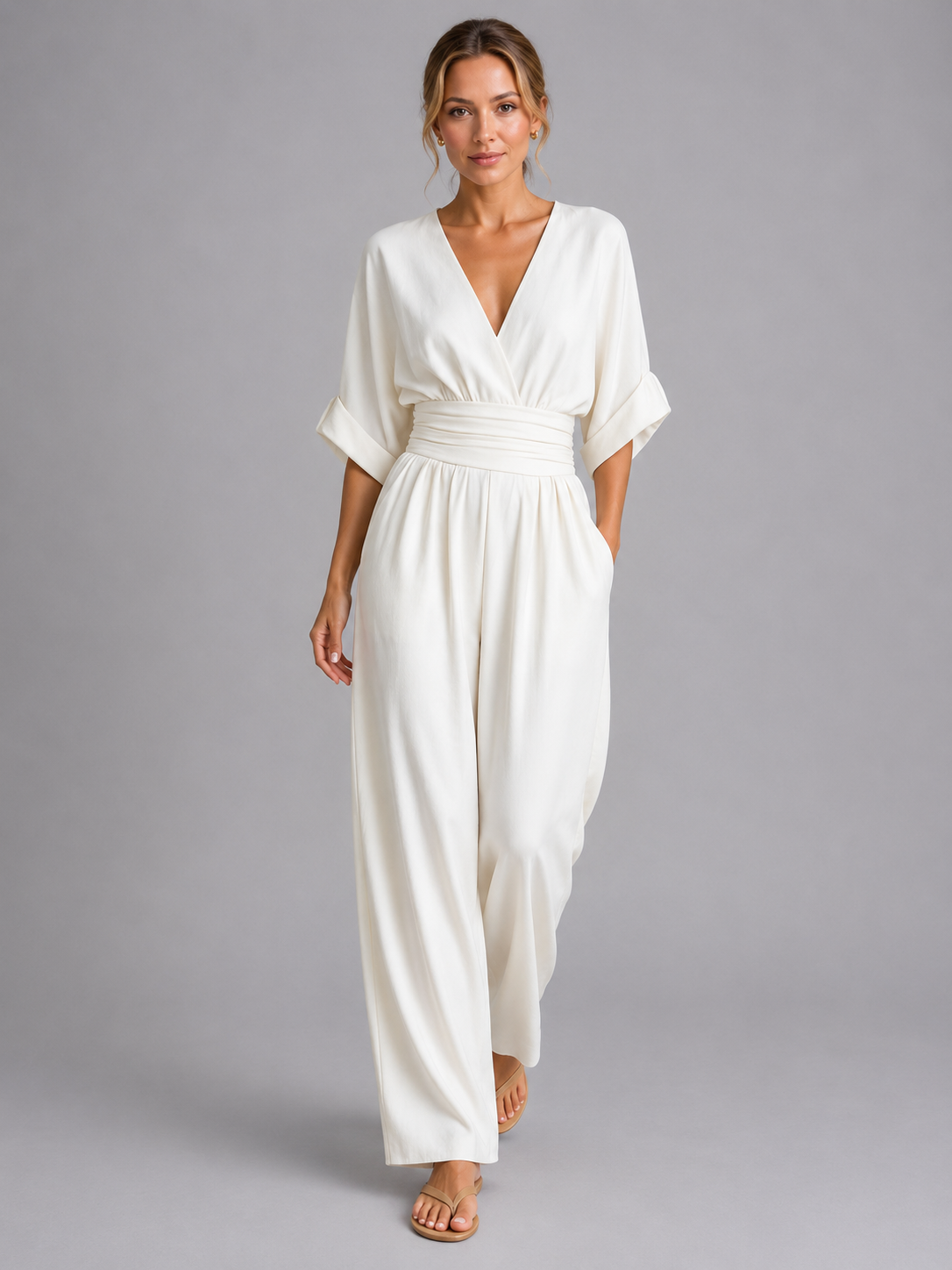 Women's Wide-Leg Jumpsuit with Cinched Waist