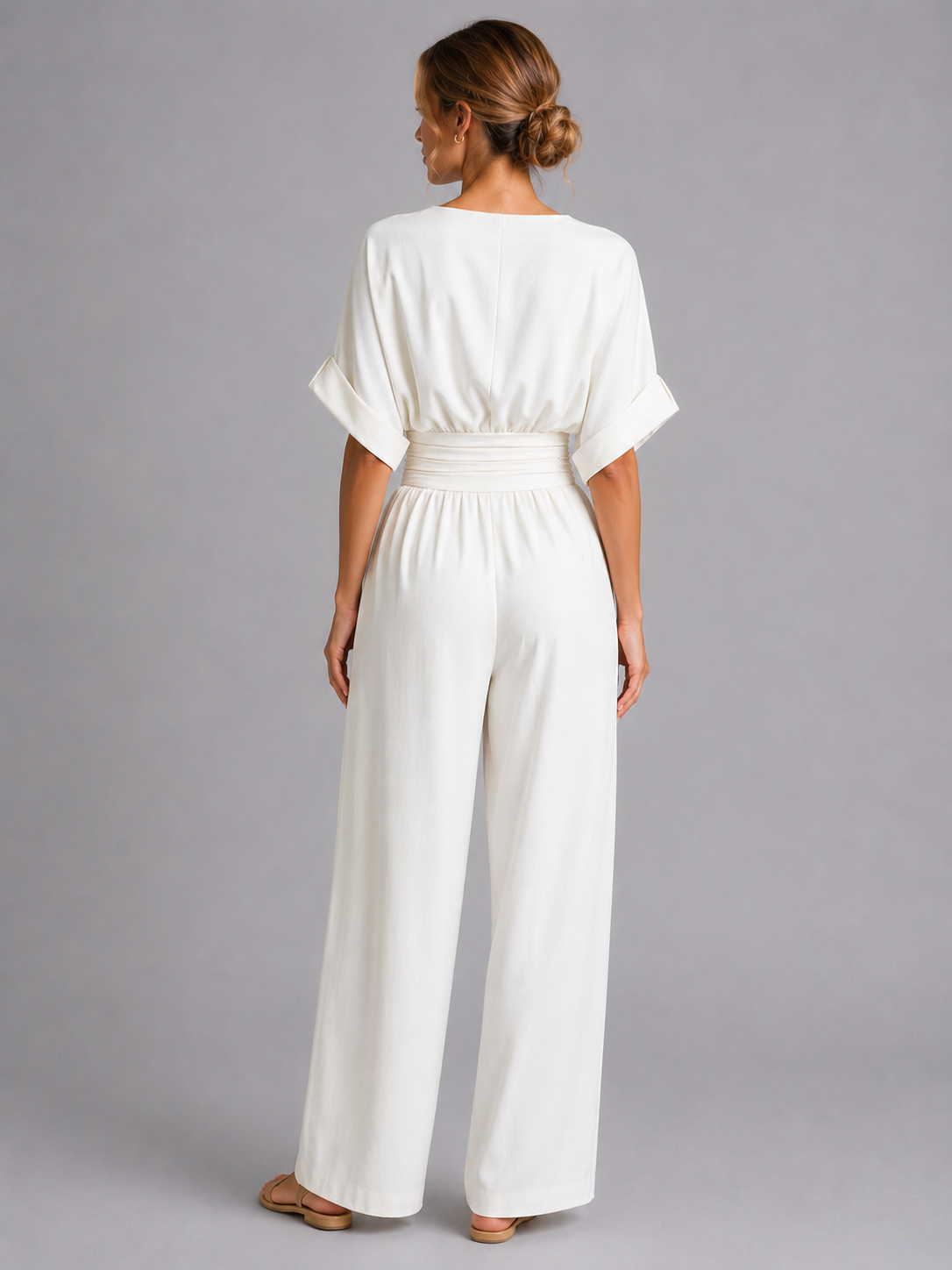 Women's Wide-Leg Jumpsuit with Cinched Waist