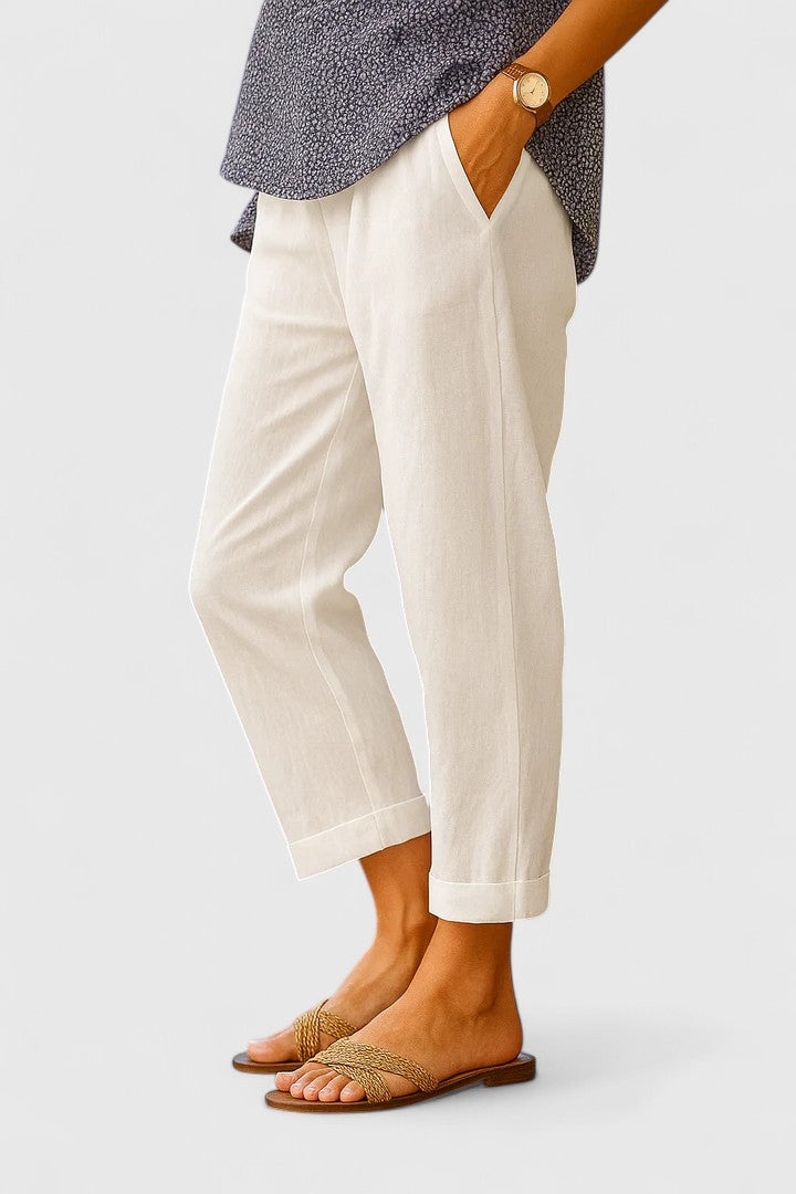 Women's Relaxed Summer Trousers with Cropped Length