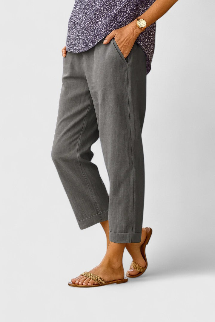 Women's Relaxed Summer Trousers with Cropped Length