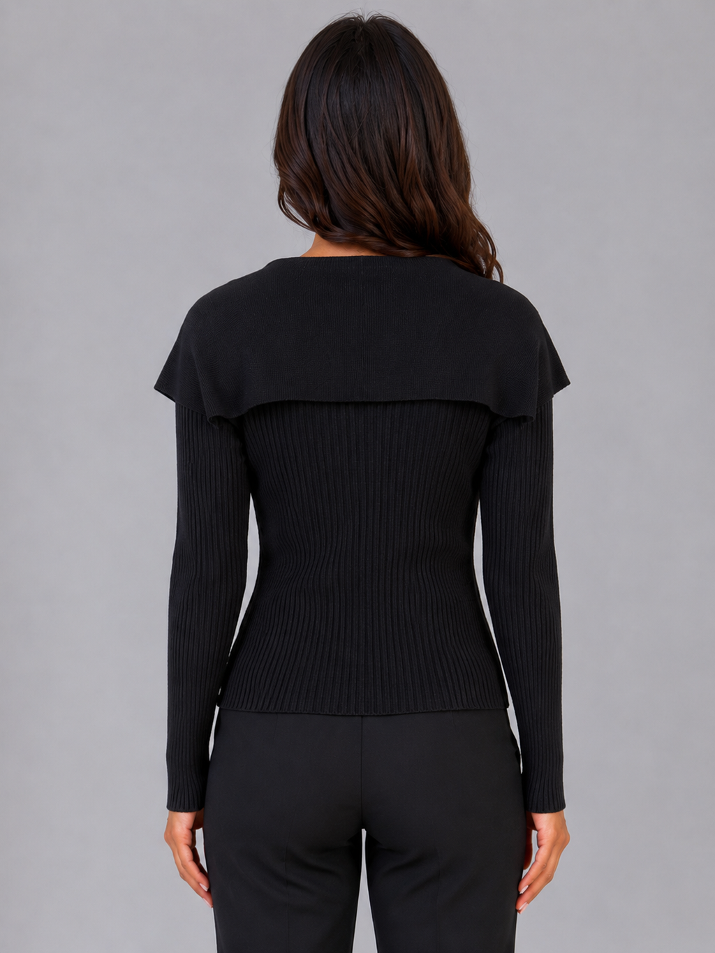 Women's Ribbed Cape Collar Cardigan