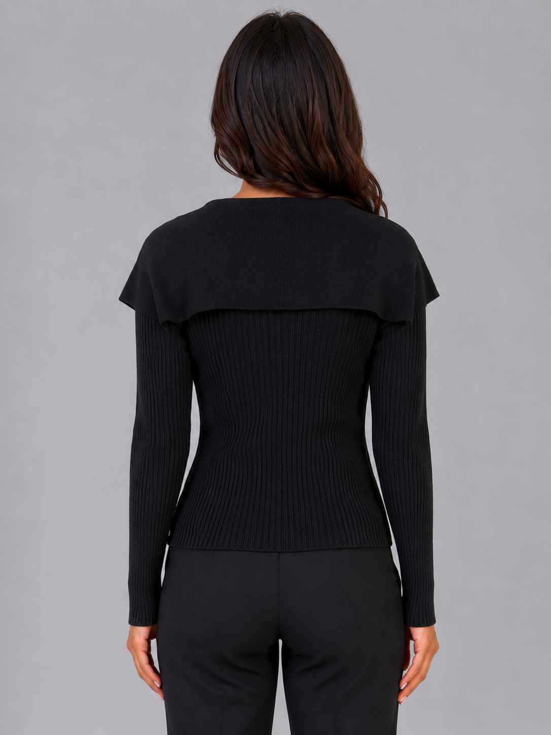 Women's Ribbed Cape Collar Cardigan
