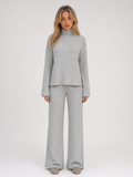 Women's Ribbed Knit Roll Neck Lounge Set