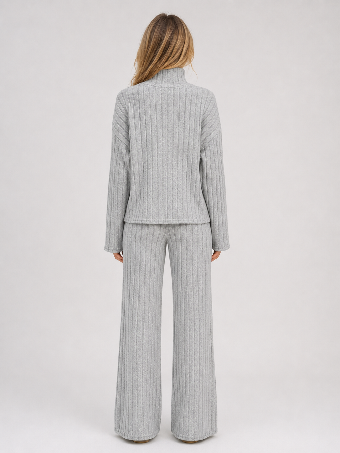 Women's Ribbed Knit Roll Neck Lounge Set