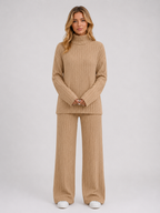 Women's Ribbed Knit Roll Neck Lounge Set