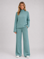 Women's Ribbed Knit Roll Neck Lounge Set
