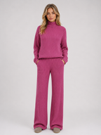 Women's Ribbed Knit Roll Neck Lounge Set