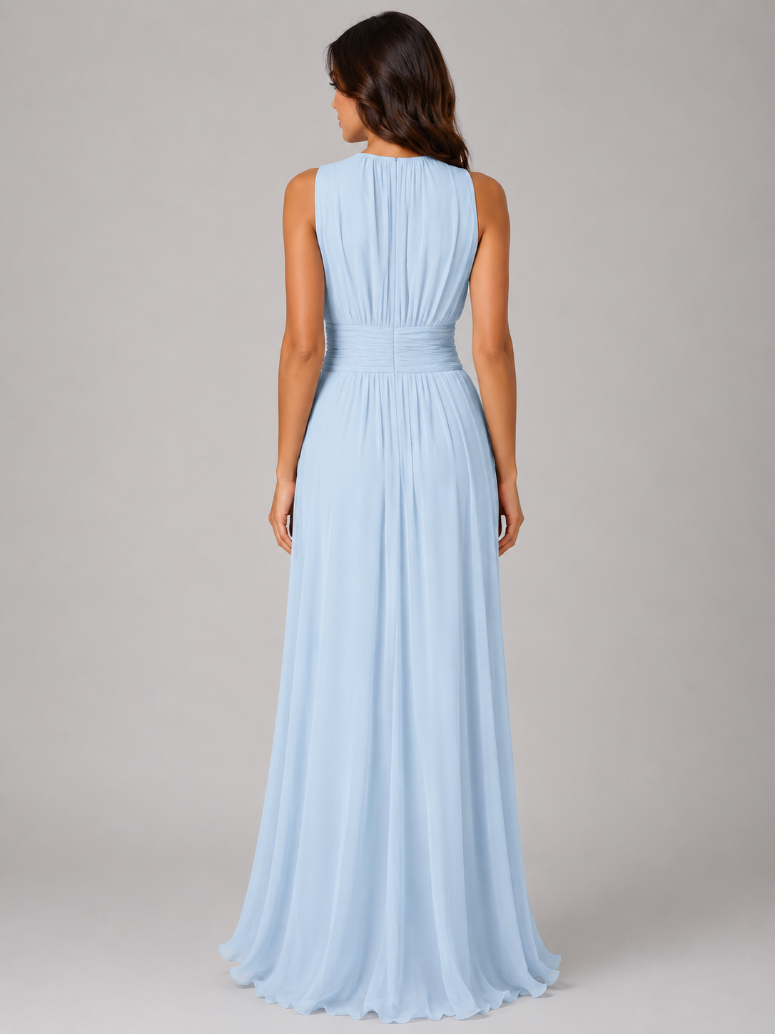 Women's Ruched Chiffon Maxi Dress for Weddings